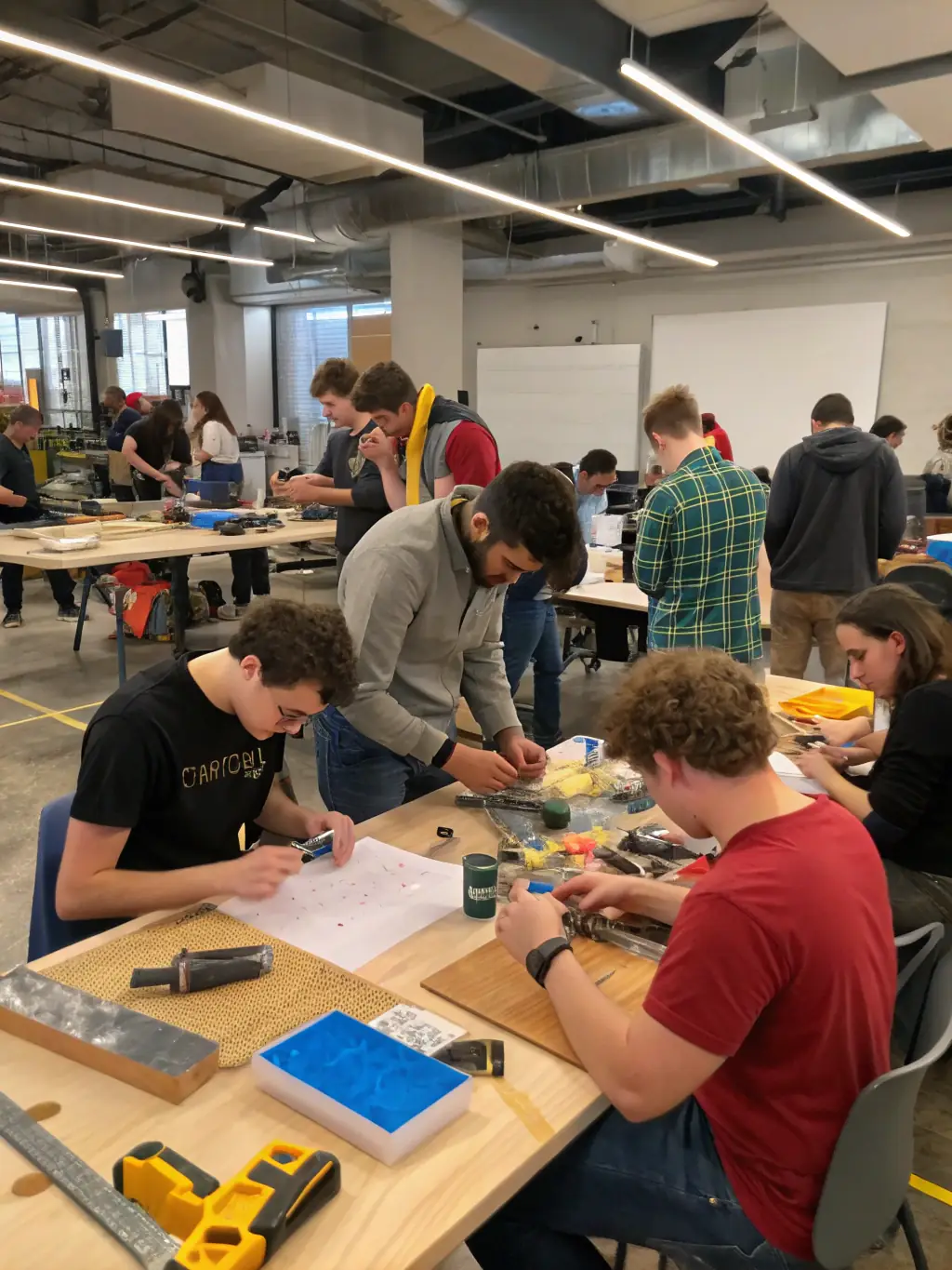 A group of students attentively listening to an instructor during an educational activity at ATELIER DE GRAVURE JACQUES ROBAK, emphasizing the learning and engagement aspects of the program.